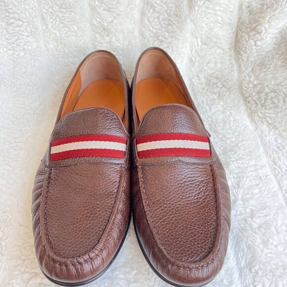 Bally Men’s Crockett leather loafers,dark brown, Size 13D